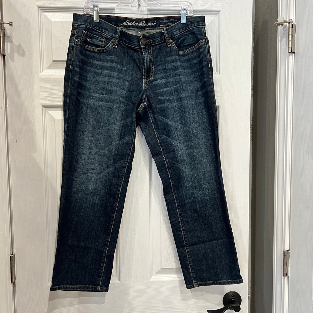 Eddie Bauer Boyfriend Crop Jeans Denim Dark Wash Indigo Casual Outdoorsy 10
